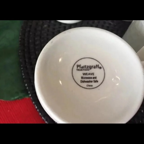 **RETIRED** Pflatzgraff Basket Weave 4 Coffee Mugs - Picture 2 of 3
